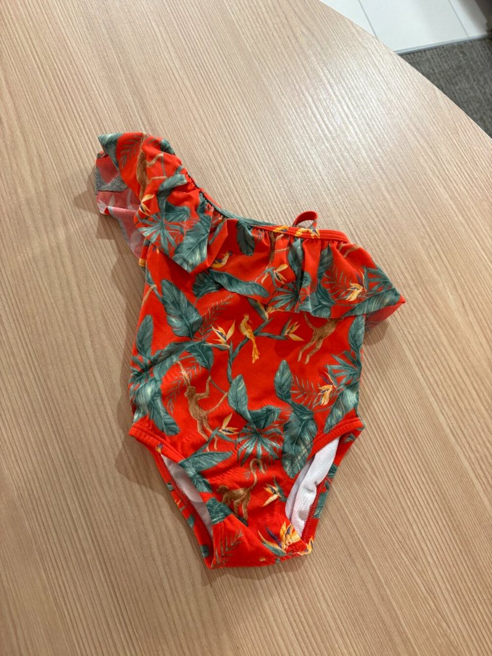 Janie and Jack One Piece Swimsuit 12-18 Months Red Jungle Print Asymmetrical